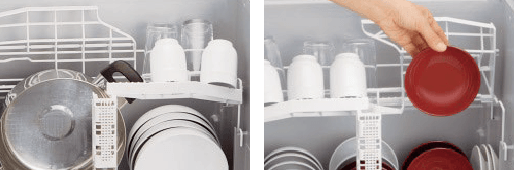 ツインフラップに食器を収納する様子